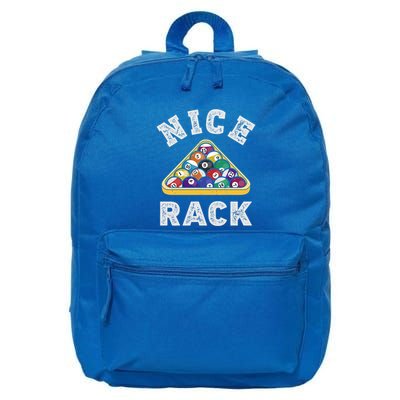 Nice Rack Funny Billiards Player Vintage Pool Triangle Balls Cute Gift 16 in Basic Backpack