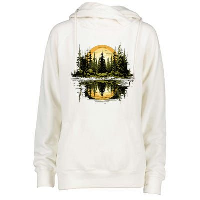 Nature Reflection Forest Trees Outdoor Wildlife Womens Funnel Neck Pullover Hood