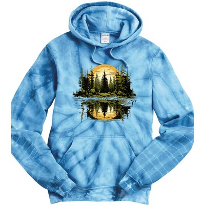 Nature Reflection Forest Trees Outdoor Wildlife Tie Dye Hoodie