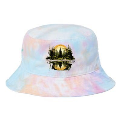 Nature Reflection Forest Trees Outdoor Wildlife Tie Dye Newport Bucket Hat