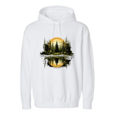 Nature Reflection Forest Trees Outdoor Wildlife Garment-Dyed Fleece Hoodie