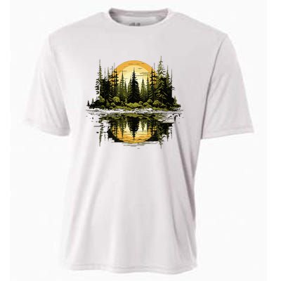 Nature Reflection Forest Trees Outdoor Wildlife Cooling Performance Crew T-Shirt