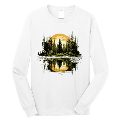 Nature Reflection Forest Trees Outdoor Wildlife Long Sleeve Shirt