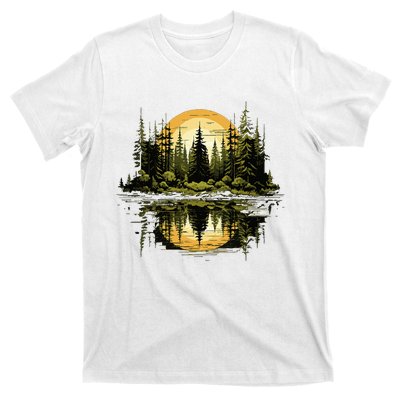 Nature Reflection Forest Trees Outdoor Wildlife T-Shirt