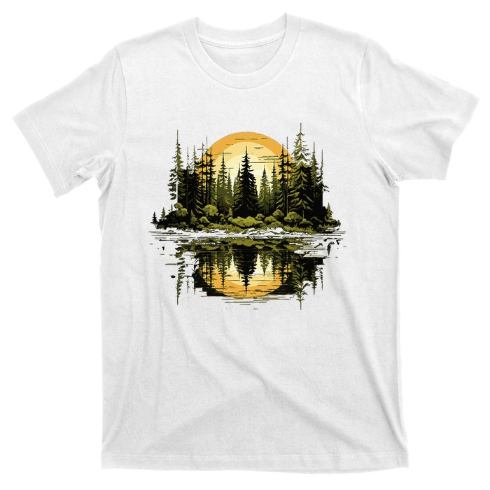 Nature Reflection Forest Trees Outdoor Wildlife T-Shirt