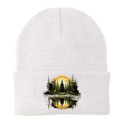 Nature Reflection Forest Trees Outdoor Wildlife Knit Cap Winter Beanie