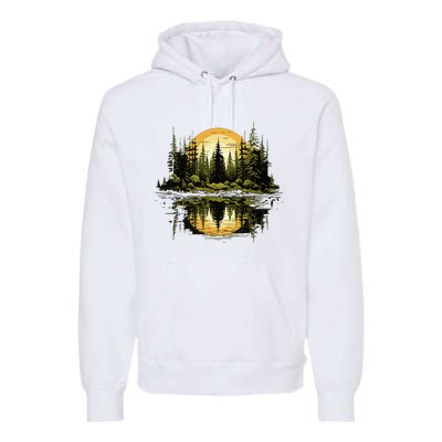 Nature Reflection Forest Trees Outdoor Wildlife Premium Hoodie