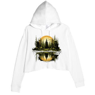 Nature Reflection Forest Trees Outdoor Wildlife Crop Fleece Hoodie