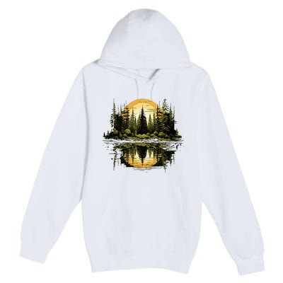 Nature Reflection Forest Trees Outdoor Wildlife Premium Pullover Hoodie