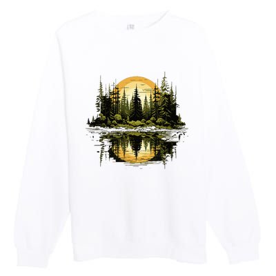 Nature Reflection Forest Trees Outdoor Wildlife Premium Crewneck Sweatshirt