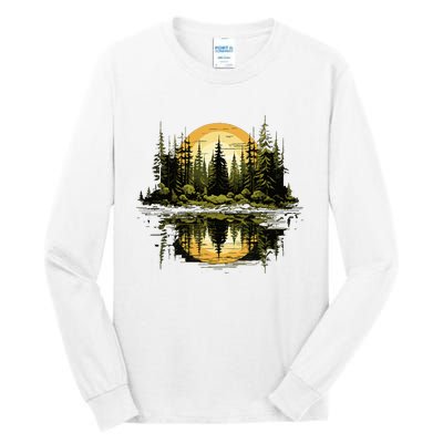 Nature Reflection Forest Trees Outdoor Wildlife Tall Long Sleeve T-Shirt