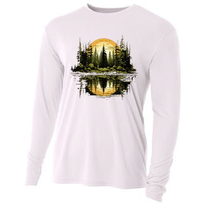 Nature Reflection Forest Trees Outdoor Wildlife Cooling Performance Long Sleeve Crew