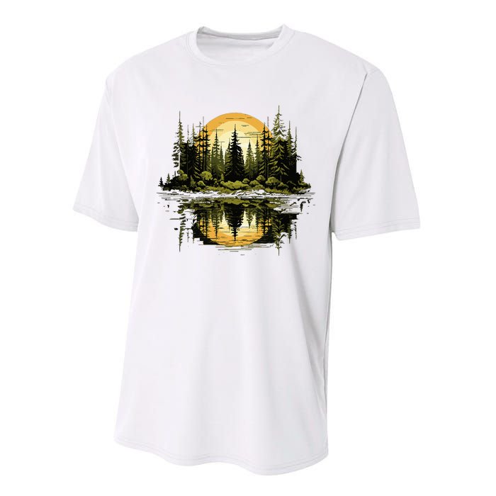 Nature Reflection Forest Trees Outdoor Wildlife Performance Sprint T-Shirt