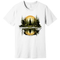 Nature Reflection Forest Trees Outdoor Wildlife Premium T-Shirt