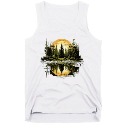 Nature Reflection Forest Trees Outdoor Wildlife Tank Top