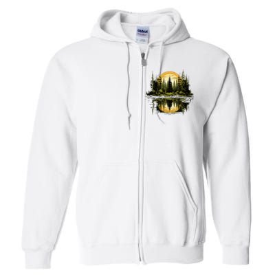 Nature Reflection Forest Trees Outdoor Wildlife Full Zip Hoodie