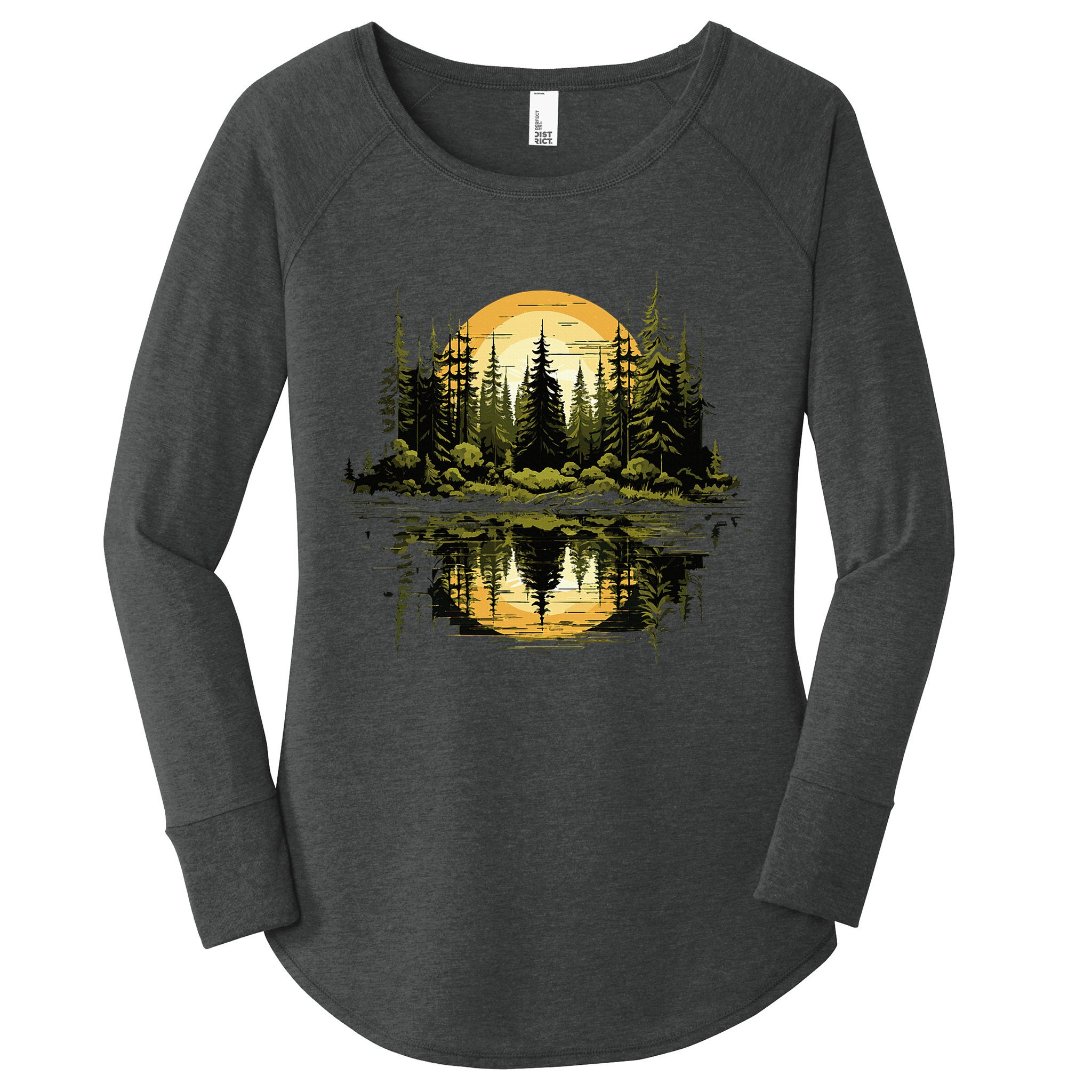 Nature Reflection Forest Trees Outdoor Wildlife Women's Perfect Tri Tunic Long Sleeve Shirt