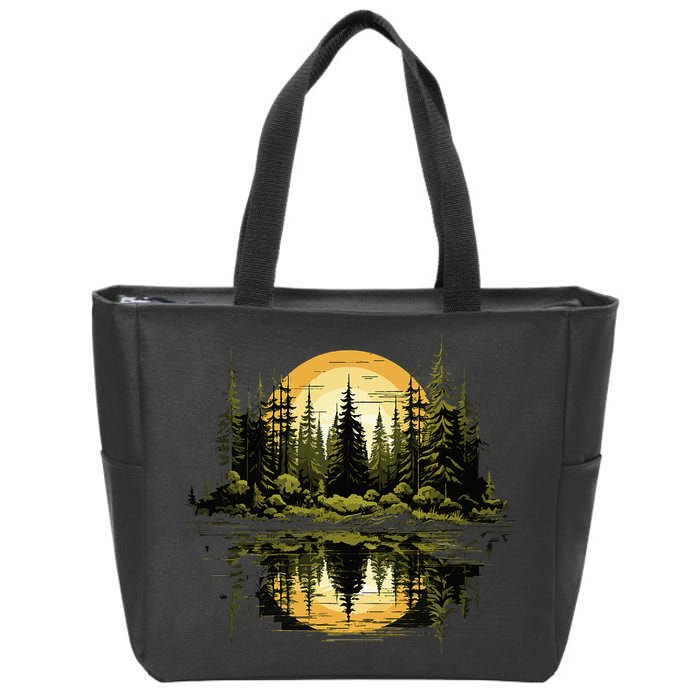 Nature Reflection Forest Trees Outdoor Wildlife Zip Tote Bag