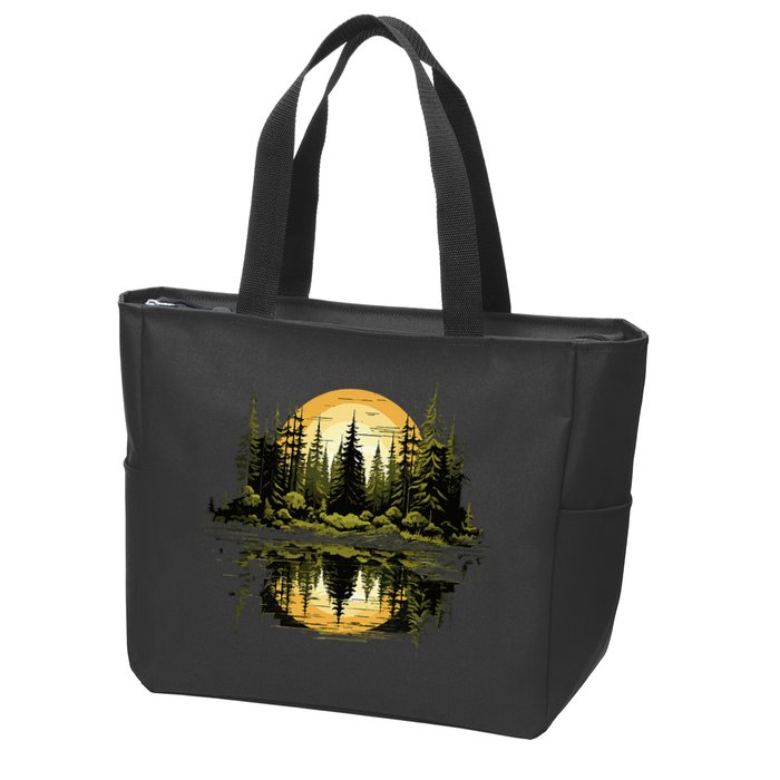 Nature Reflection Forest Trees Outdoor Wildlife Zip Tote Bag