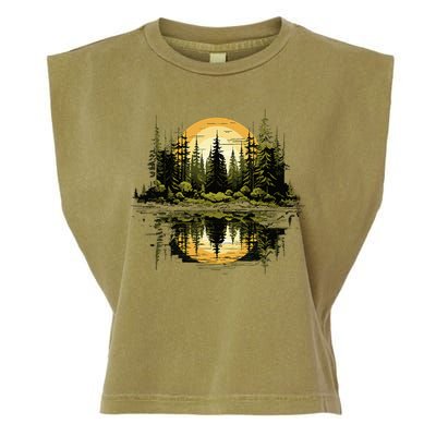 Nature Reflection Forest Trees Outdoor Wildlife Garment-Dyed Women's Muscle Tee