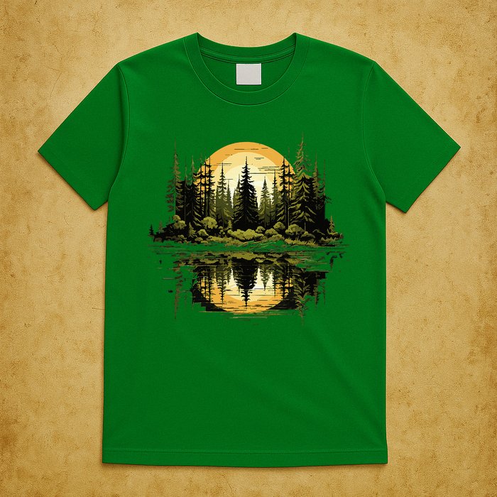 Nature Reflection Forest Trees Outdoor Wildlife T-Shirt