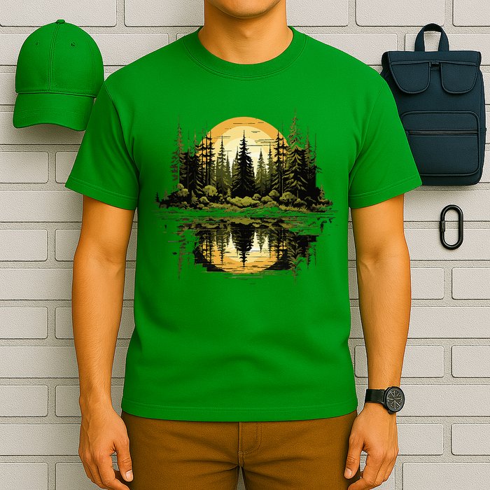 Nature Reflection Forest Trees Outdoor Wildlife T-Shirt