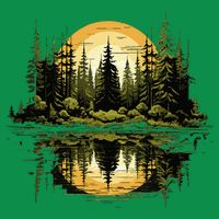 Nature Reflection Forest Trees Outdoor Wildlife T-Shirt