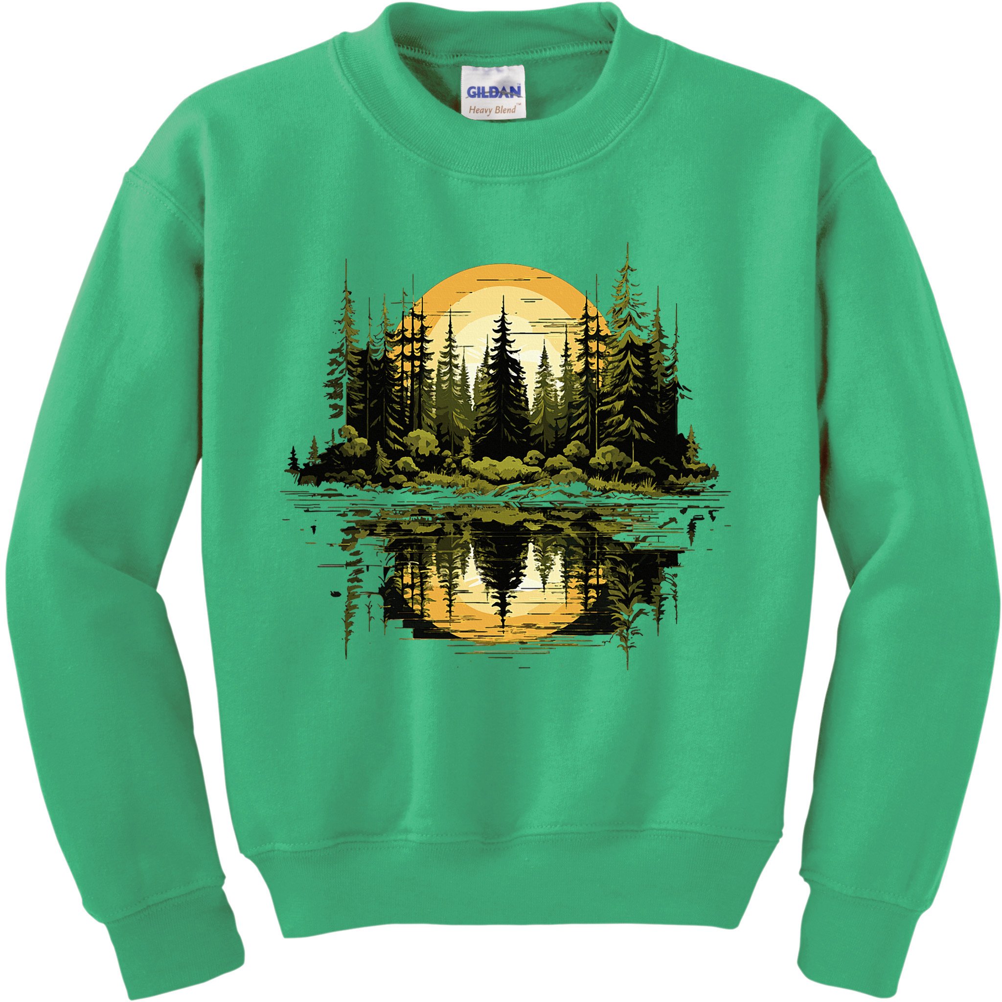Nature Reflection Forest Trees Outdoor Wildlife Kids Sweatshirt