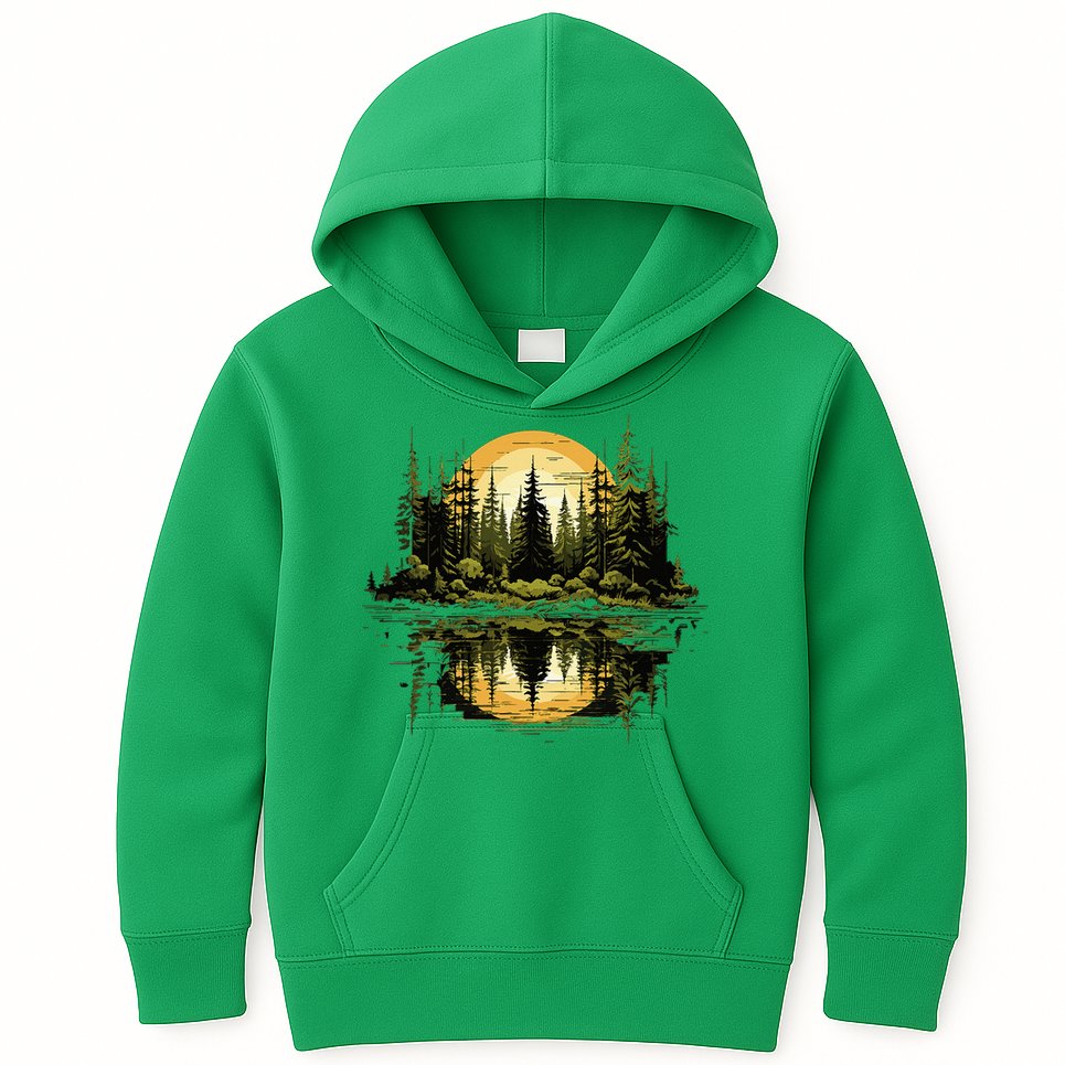 Nature Reflection Forest Trees Outdoor Wildlife Kids Hoodie