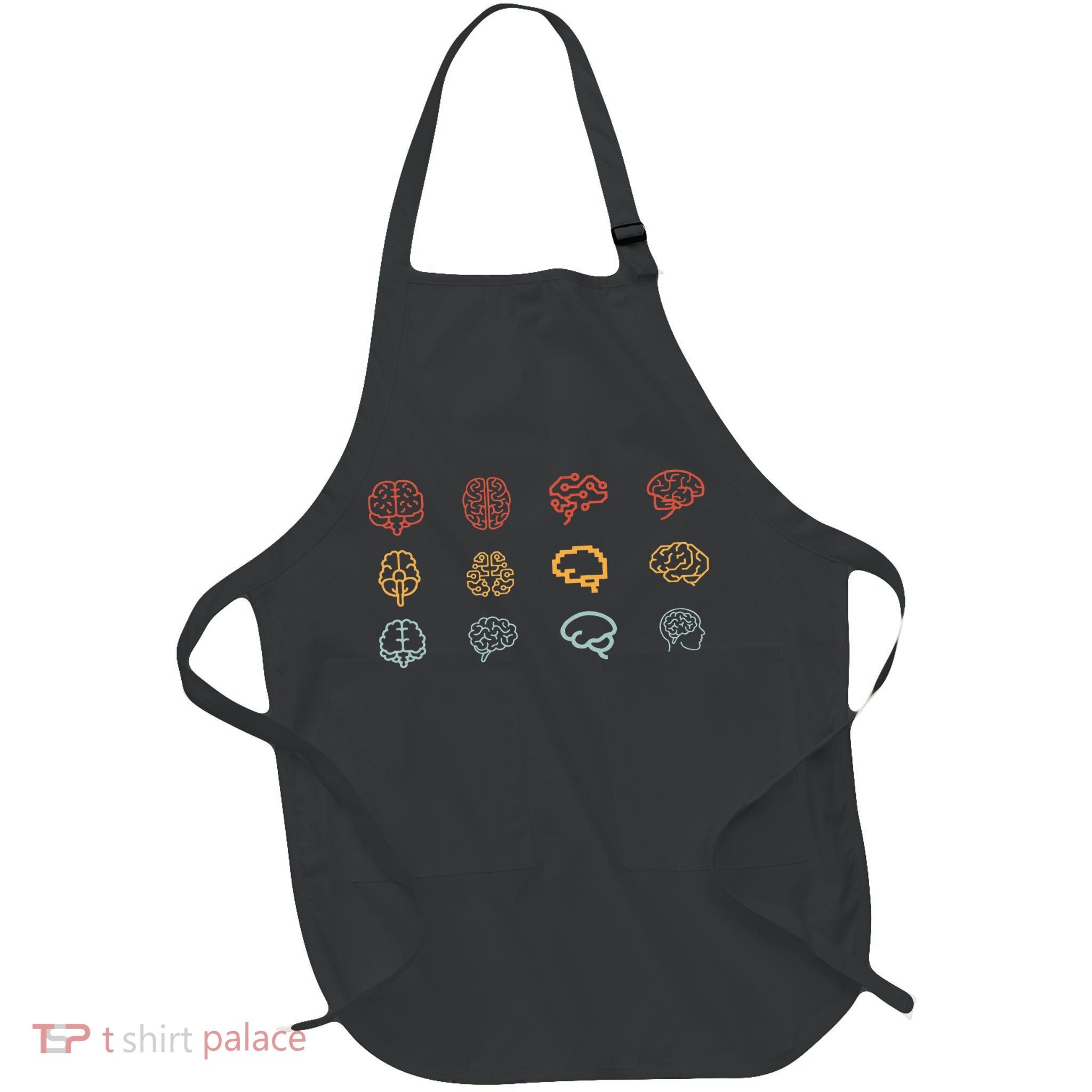 neuroscience retro graphic brain science for neurologist Full-Length Apron With Pockets