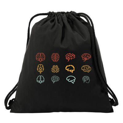 neuroscience retro graphic brain science for neurologist Drawstring Bag