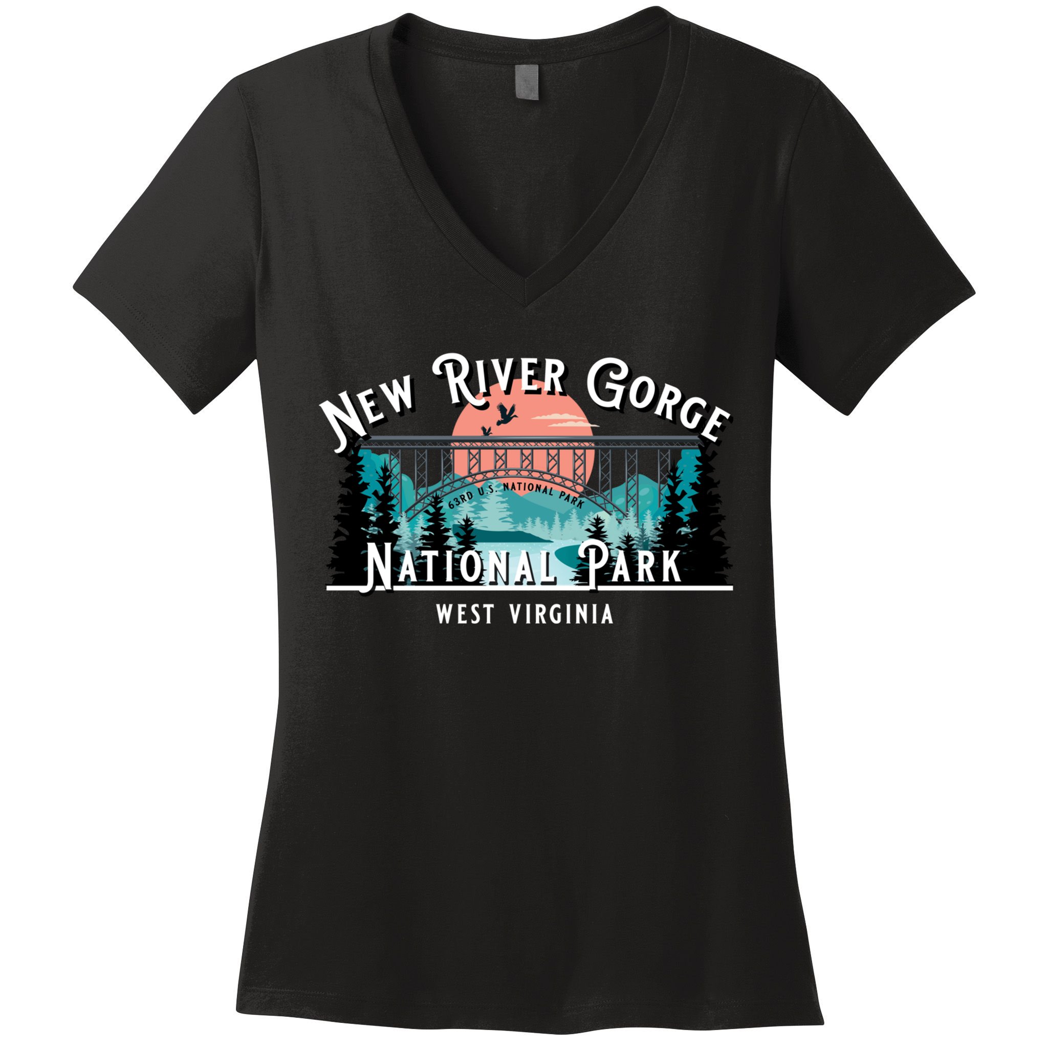 New River Gorge National Park West Virginia USA Souvenir Women's V-Neck T-Shirt