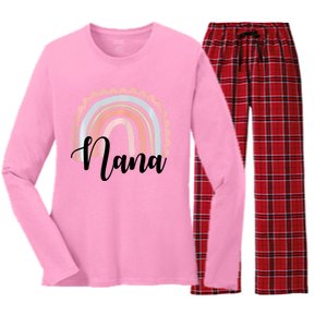 Nana Rainbow Grandma Christmas Mother's Day Women's Long Sleeve Flannel Pajama Set 