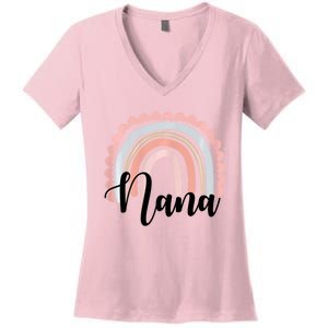 Nana Rainbow Grandma Christmas Mother's Day Women's V-Neck T-Shirt