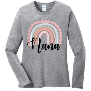 Nana Rainbow Grandma Christmas Mother's Day Ladies Long Sleeve Shirt