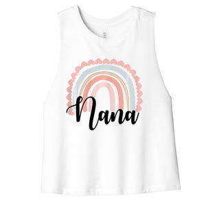 Nana Rainbow Grandma Christmas Mother's Day Women's Racerback Cropped Tank