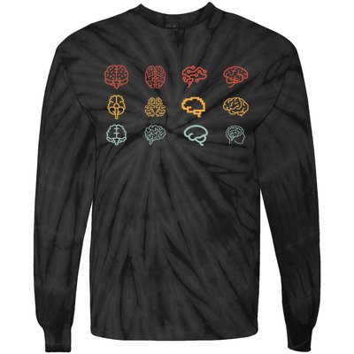 Neuroscience Retro Graphic Brain Science For Neurologist Tie-Dye Long Sleeve Shirt