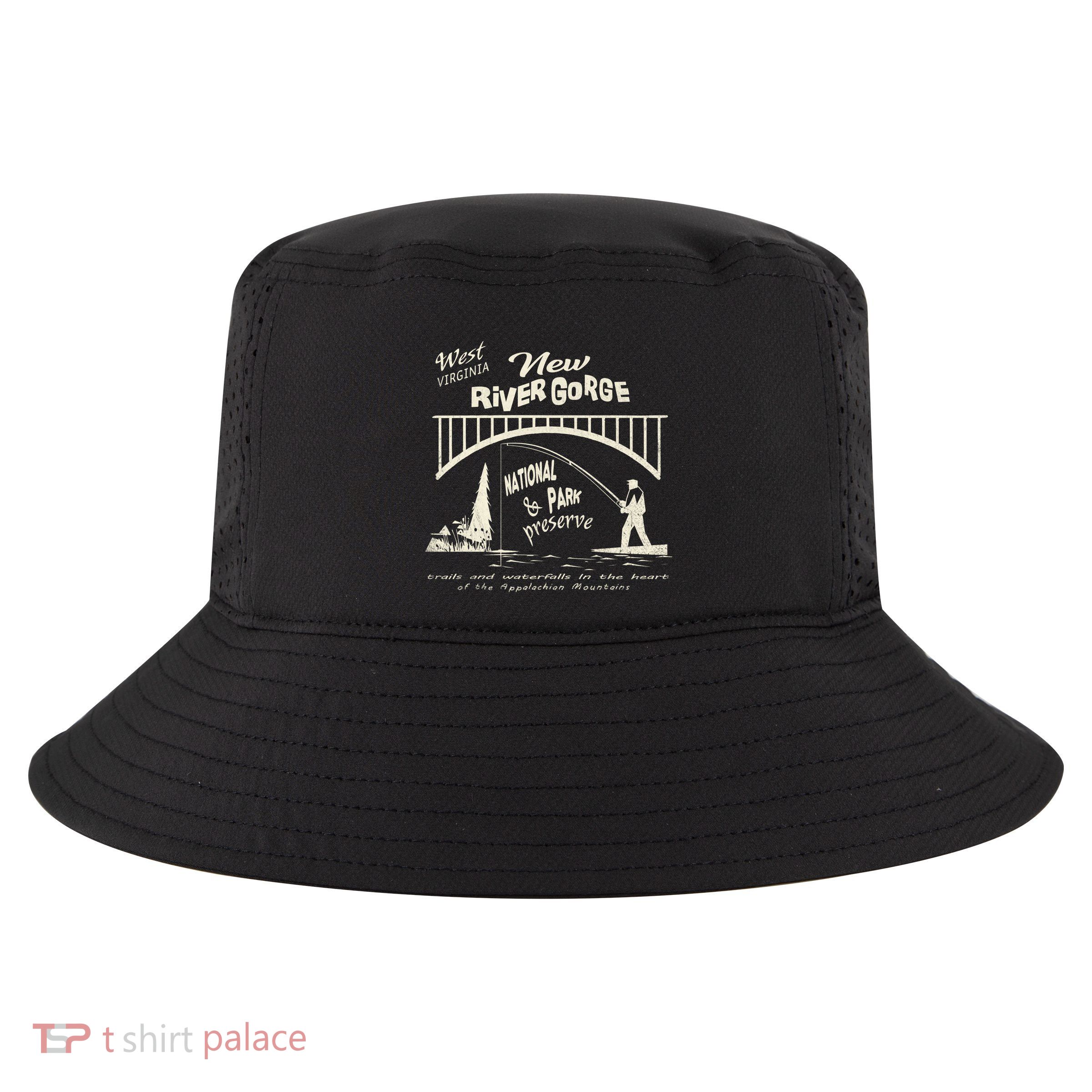 New River Gorge Appalachian Mountains Cool Comfort Performance Bucket Hat