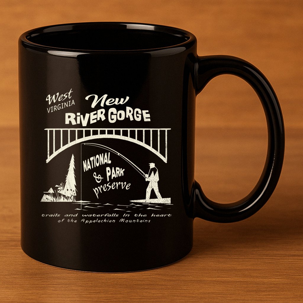 New River Gorge Appalachian Mountains 11oz C Handle Ceramic Mug
