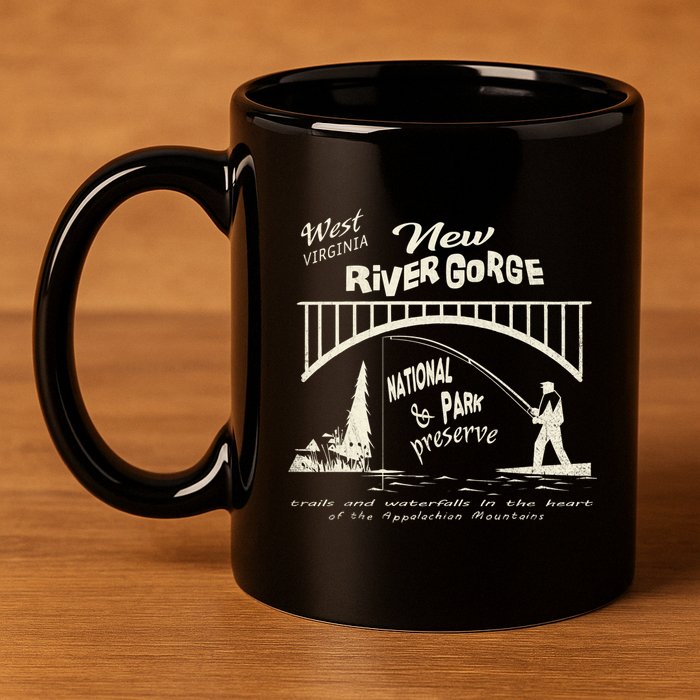 New River Gorge Appalachian Mountains 11oz C Handle Ceramic Mug