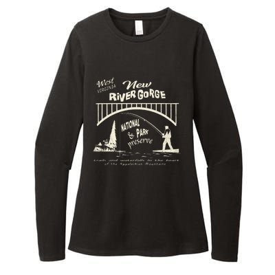 New River Gorge Appalachian Mountains Womens CVC Long Sleeve Shirt