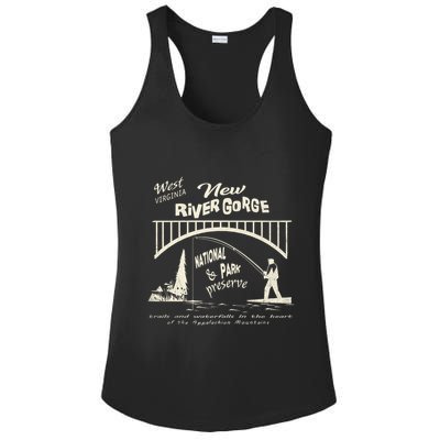 New River Gorge Appalachian Mountains Ladies PosiCharge Competitor Racerback Tank