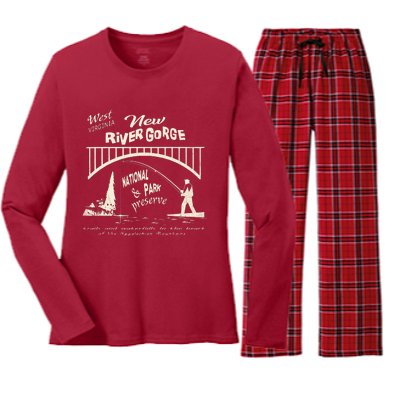 New River Gorge Appalachian Mountains Women's Long Sleeve Flannel Pajama Set 