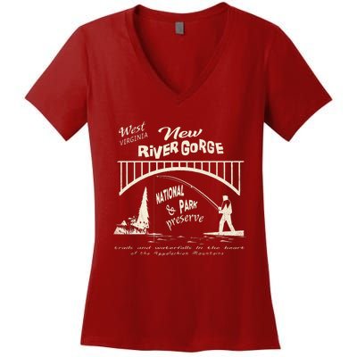 New River Gorge Appalachian Mountains Women's V-Neck T-Shirt