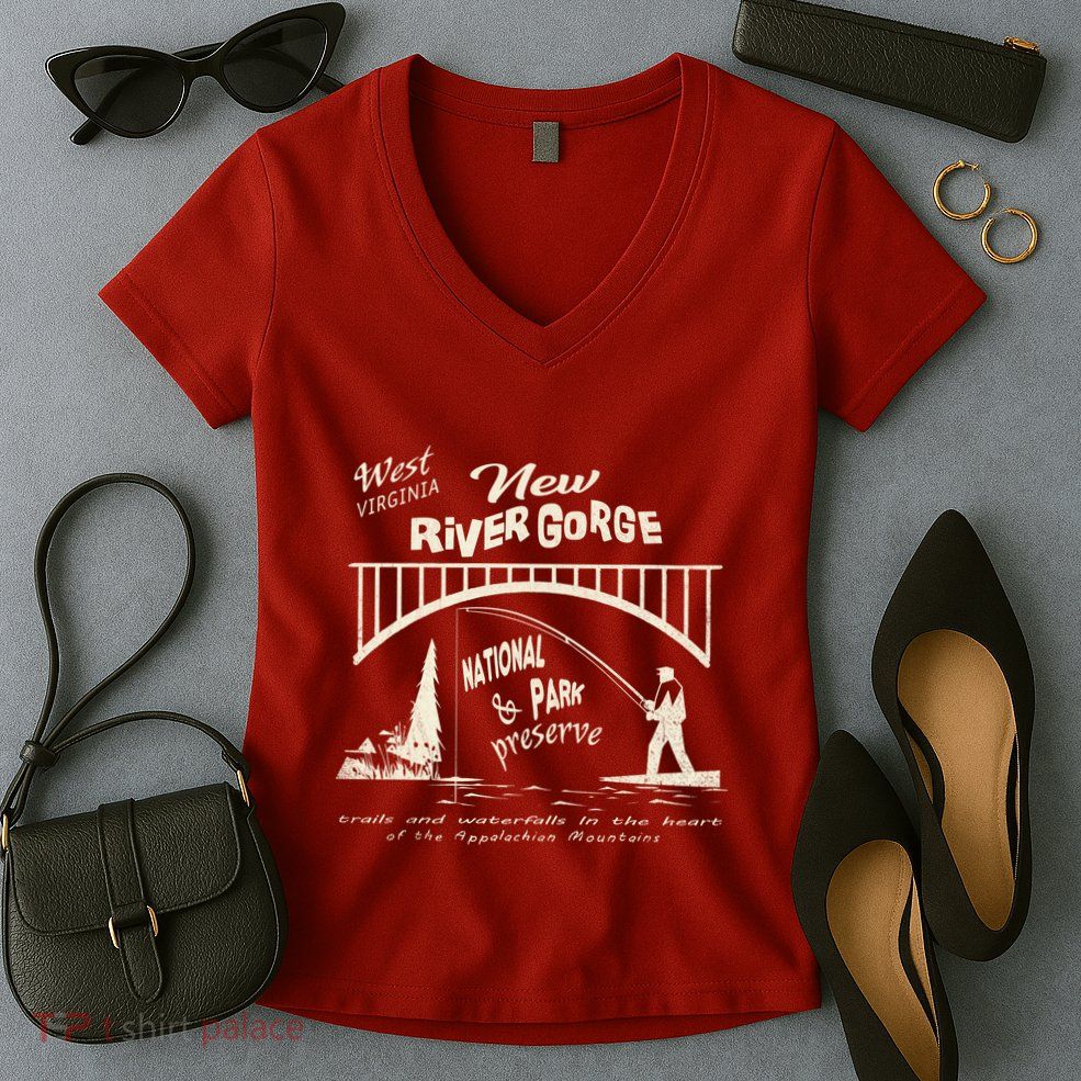 New River Gorge Appalachian Mountains Women's V-Neck T-Shirt