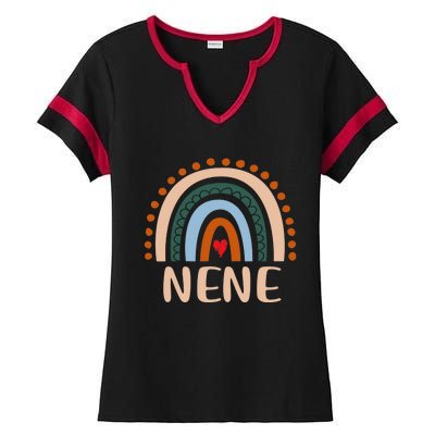 Nene Rainbow Grandma Cute Mothers Day Funny Nene Ladies Halftime Notch Neck Tee