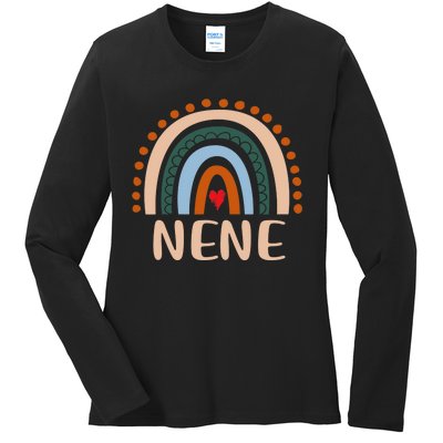 Nene Rainbow Grandma Cute Mothers Day Funny Nene Ladies Long Sleeve Shirt