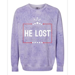 No Really He Lost And Youre In A Cult Colorblast Crewneck Sweatshirt