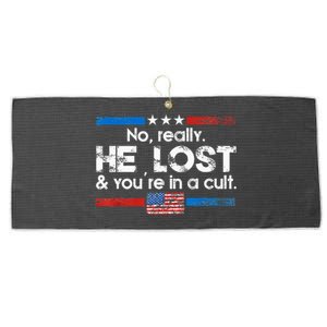 No Really He Lost And YouRe In A Cult Large Microfiber Waffle Golf Towel