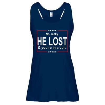 No Really He Lost And You're In A Cult Ladies Essential Flowy Tank